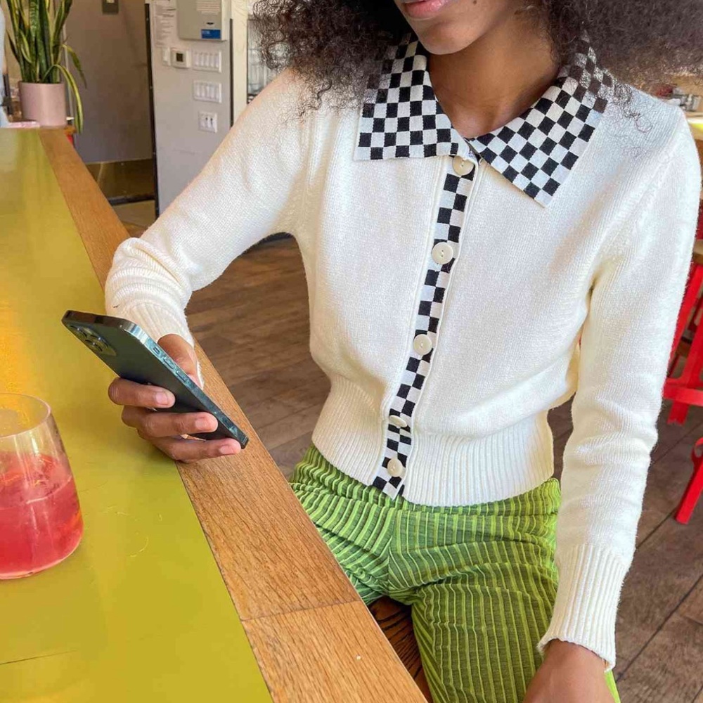 Lisa Says Gah Checkered Cardigan